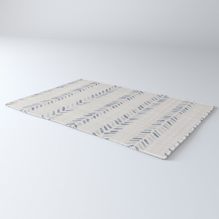 French blue ecru linen grain sack Rug Gallery Image 3