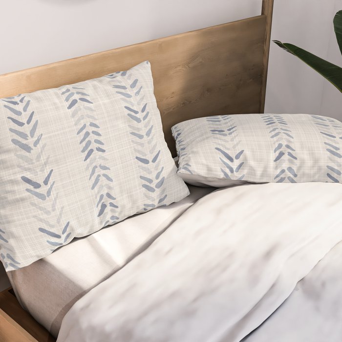 French blue ecru linen grain sack Pillow Sham Gallery Image 2