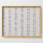 French blue ecru linen grain sack Serving Tray Gallery Image 1