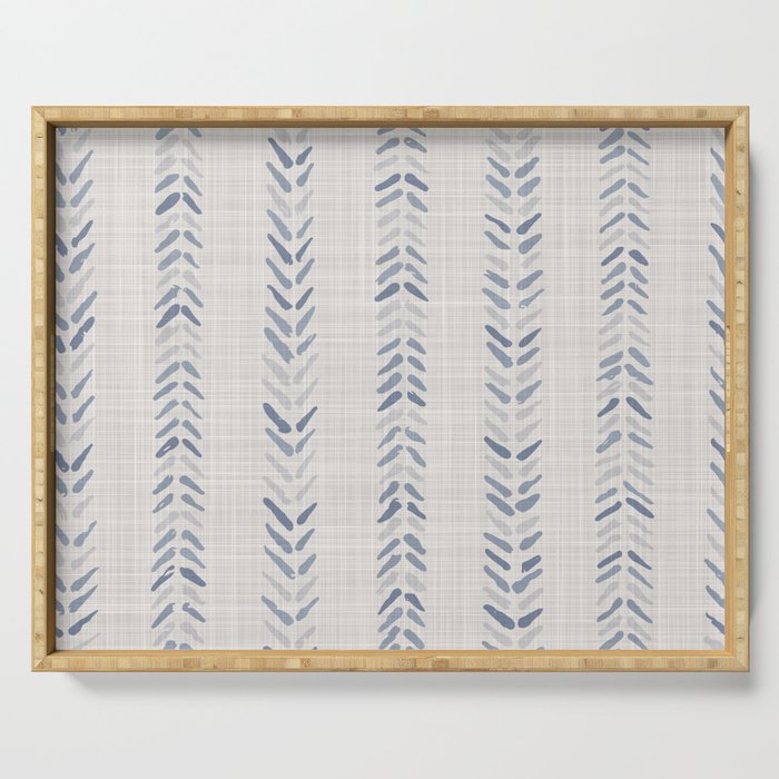 French blue ecru linen grain sack Serving Tray Gallery Image 1