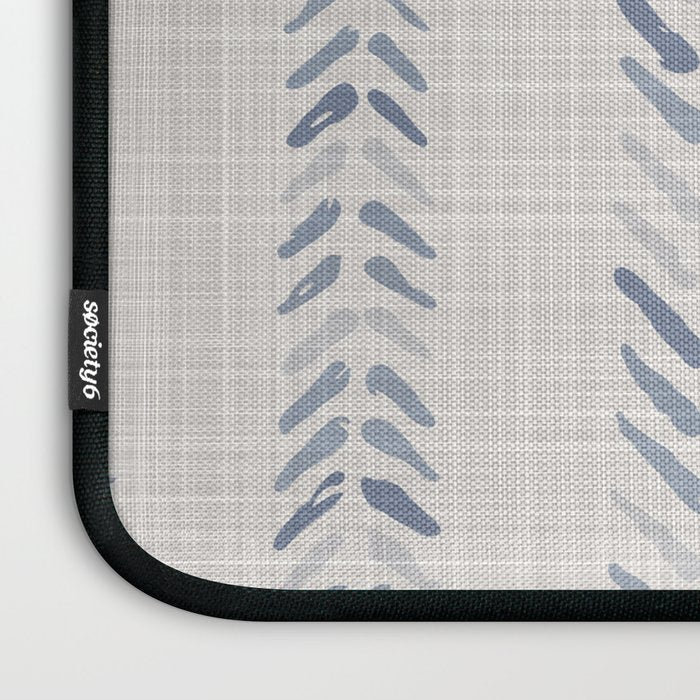 French blue ecru linen grain sack Laptop Sleeve Gallery Image 3