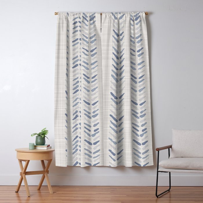 French blue ecru linen grain sack Window Curtain Gallery Image 5