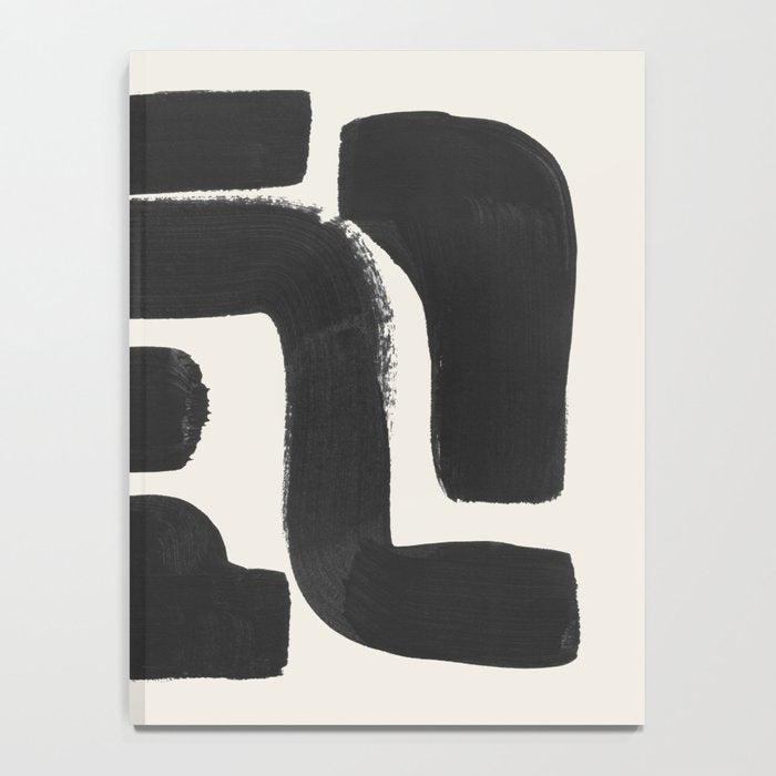 Black Ink Paint Brush Strokes Abstract Organic Pattern Mid Century Style Notebook Gallery Image 4