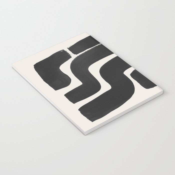 Black Ink Paint Brush Strokes Abstract Organic Pattern Mid Century Style Notebook Gallery Image 3