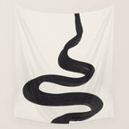 Minimalist Abstract Art Smoke Genie In The Lamp Mythical Magical Ink Art Black & White Wall Tapestry Gallery Image 4