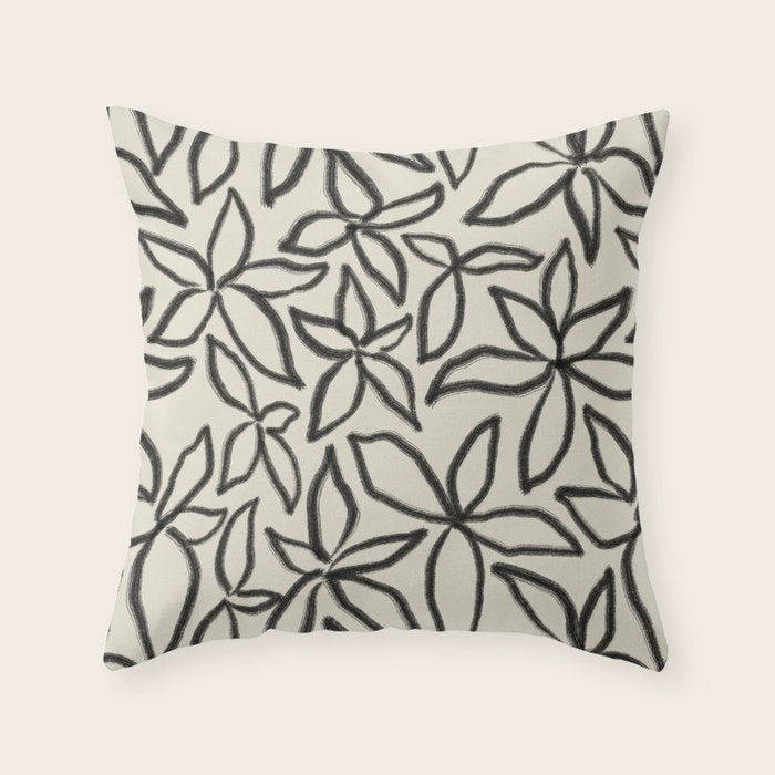Abstract Brushed Line Art Florals Throw Pillow Gallery Image 1