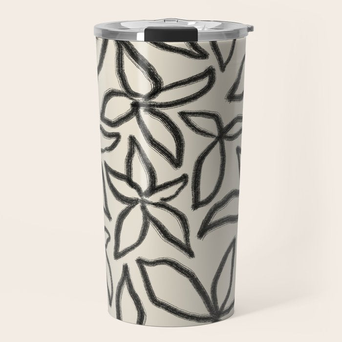 Abstract Brushed Line Art Florals Travel Mug Gallery Image 1