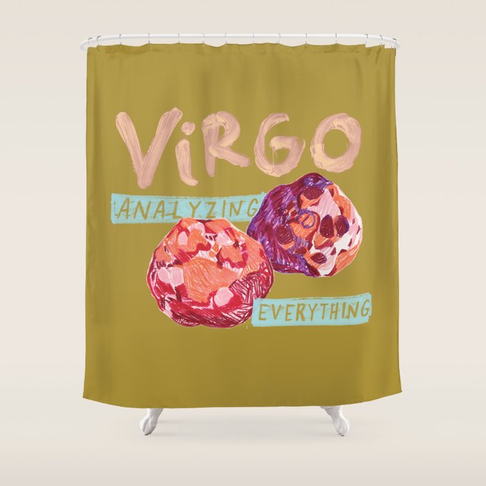 Virgo Perfection in Mustard Yellow | Zodiac Series Shower Curtain Gallery Image 1