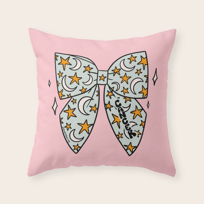 Cancer Zodiac Bow Throw Pillow Gallery Image 6