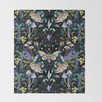 Crystals Moth Mushrooms Throw Blanket Gallery Image 2