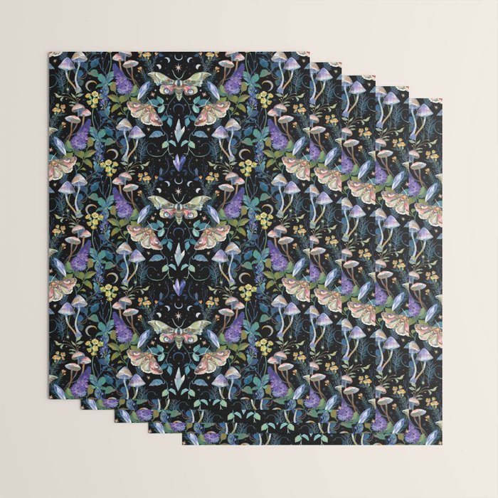 Crystals Moth Mushrooms Wrapping Paper Gallery Image 3