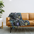 Crystals Moth Mushrooms Throw Blanket Gallery Image 1