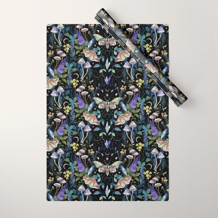 Crystals Moth Mushrooms Wrapping Paper Gallery Image 1