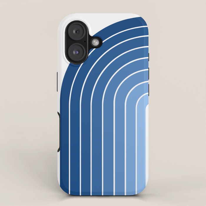 Gradient Arch VIII Bright Blue Mid Century Modern Rainbow iPhone Case Gallery Image 1