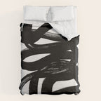 Swirl Black & White Minimalist Abstract Mid century Ink Art Dark Brush Strokes Duvet Cover Gallery Image 6