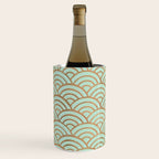 Japanese Seigaiha Wave - Mint & Copper Palette Wine Chiller Gallery Image 3