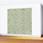 Japanese Seigaiha Wave - Mint & Copper Palette Wall Mural Gallery Image 2