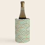 Japanese Seigaiha Wave - Mint & Copper Palette Wine Chiller Gallery Image 2