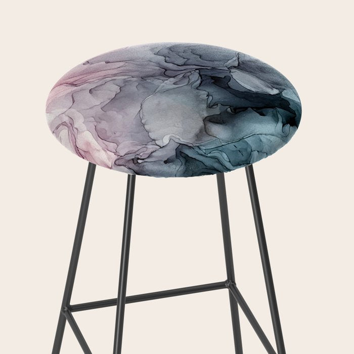 Blush and Paynes Gray Flowing Abstract Reflect Stool Gallery Image 2
