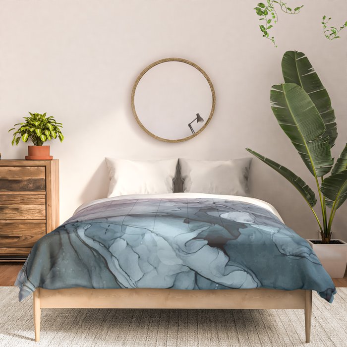 Blush and Paynes Gray Flowing Abstract Reflect Comforter Gallery Image 3