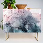 Blush and Paynes Gray Flowing Abstract Reflect Credenza Gallery Image 1