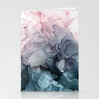 Blush and Paynes Gray Flowing Abstract Reflect Stationery Card Gallery Image 2