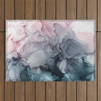 Blush and Paynes Gray Flowing Abstract Reflect Outdoor Rug Gallery Image 1