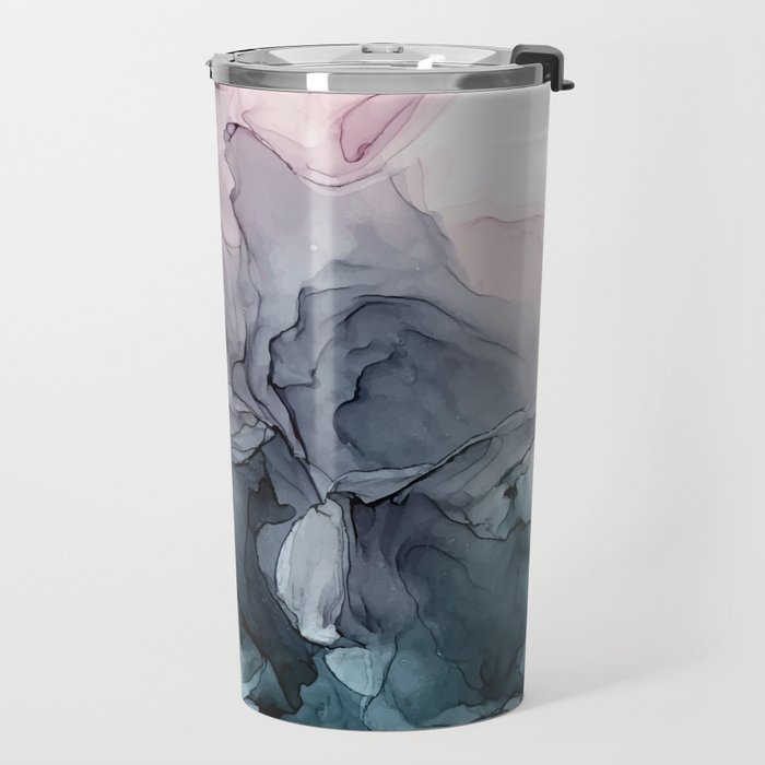 Blush and Paynes Gray Flowing Abstract Reflect Travel Mug Gallery Image 2