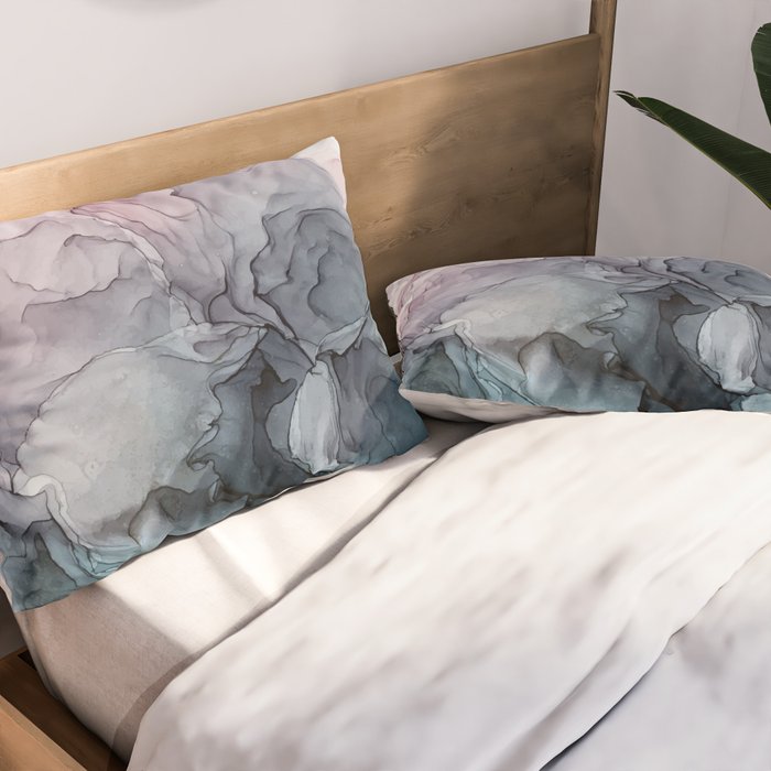 Blush and Paynes Gray Flowing Abstract Reflect Pillow Sham Gallery Image 2