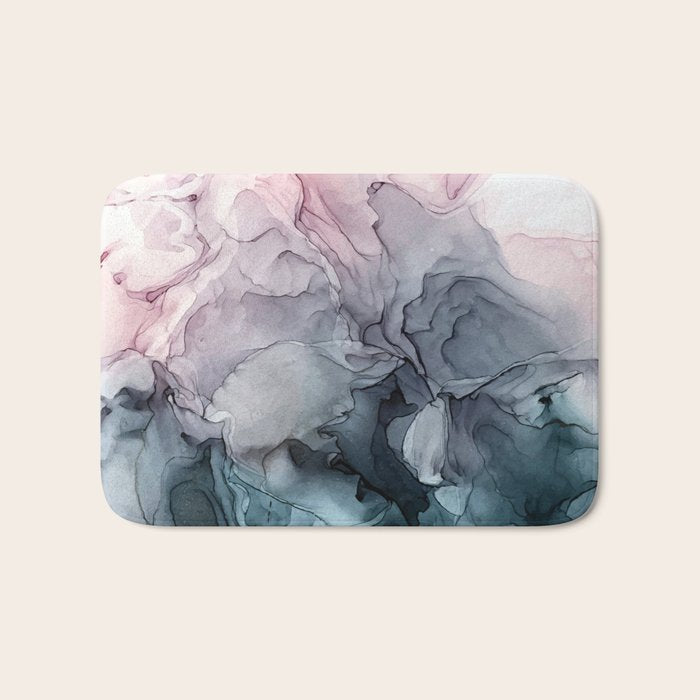 Blush and Paynes Gray Flowing Abstract Reflect Bath Mat Gallery Image 1