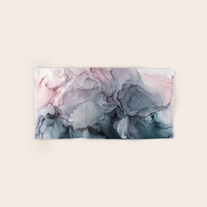Blush and Paynes Gray Flowing Abstract Reflect Bath Towel Gallery Image 1