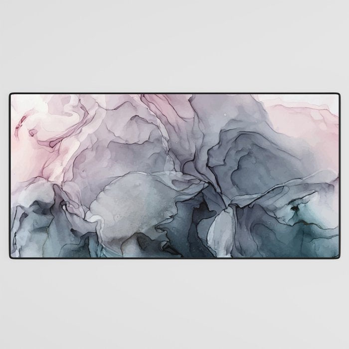 Blush and Paynes Gray Flowing Abstract Reflect Desk Mat Gallery Image 3