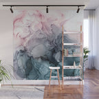 Blush and Paynes Gray Flowing Abstract Reflect Wall Mural Gallery Image 1