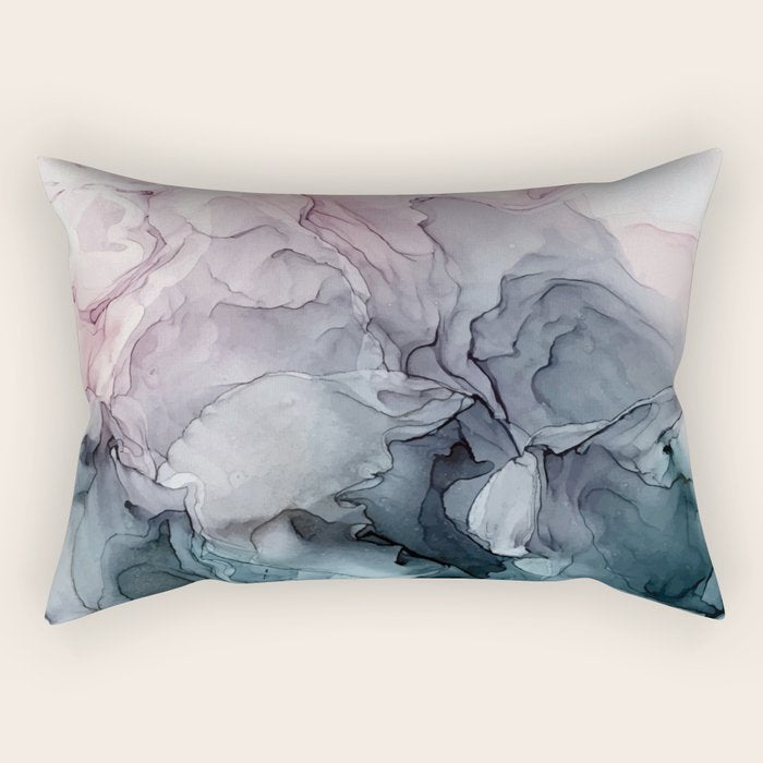 Blush and Paynes Gray Flowing Abstract Reflect Rectangular Pillow Gallery Image 1