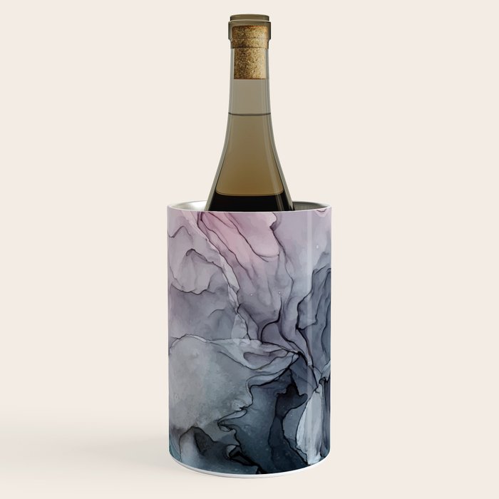 Blush and Paynes Gray Flowing Abstract Reflect Wine Chiller Gallery Image 1