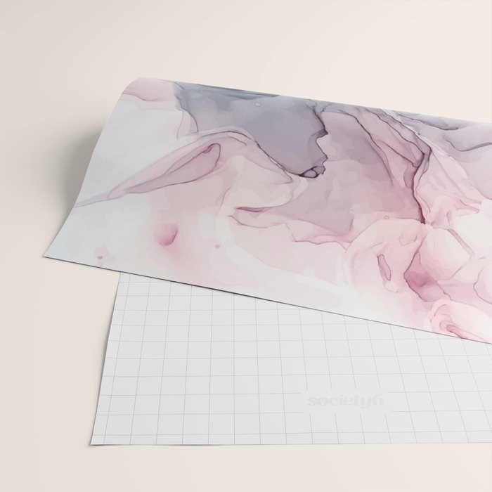 Blush and Paynes Gray Flowing Abstract Reflect Wrapping Paper Gallery Image 2