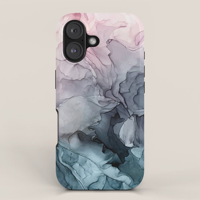 Blush and Paynes Gray Flowing Abstract Reflect iPhone Case Gallery Image 1