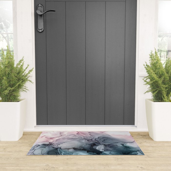 Blush and Paynes Gray Flowing Abstract Reflect Welcome Mat Gallery Image 3
