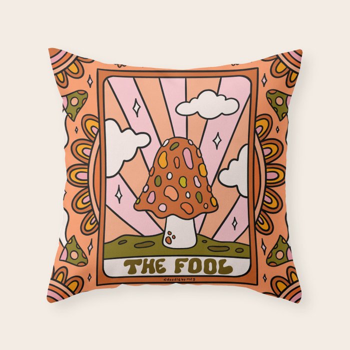 0. The Fool Mushroom Throw Pillow Gallery Image 6