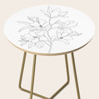 Minimal Line Art Magnolia Flowers Side Table Gallery Image 2