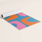 Mid Century Modern Piquet Abstract Blue Orange Pink Yoga Mat Gallery Image 2