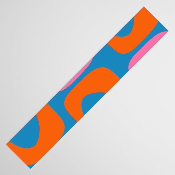 Mid Century Modern Piquet Abstract Blue Orange Pink Table Runner Gallery Image 3