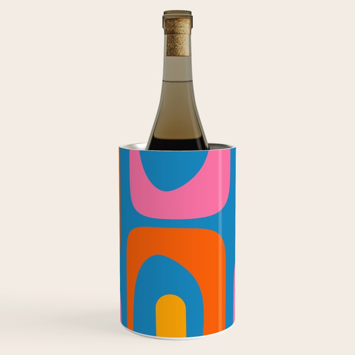 Mid Century Modern Piquet Abstract Blue Orange Pink Wine Chiller Gallery Image 1
