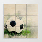 Watercolor soccer ball Wood Wall Art Gallery Image 1