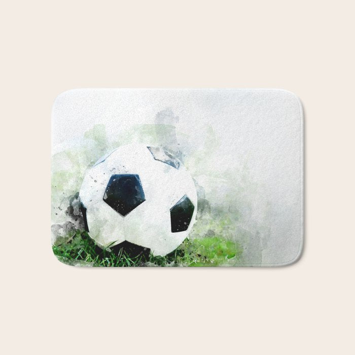 Watercolor soccer ball Bath Mat Gallery Image 1