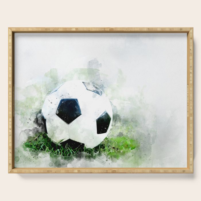 Watercolor soccer ball Serving Tray Gallery Image 1