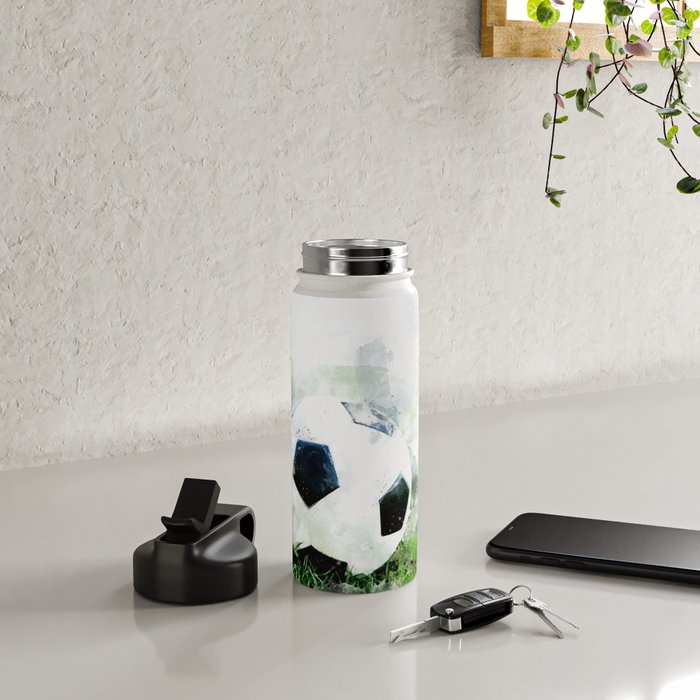 Watercolor soccer ball Water Bottle Gallery Image 4