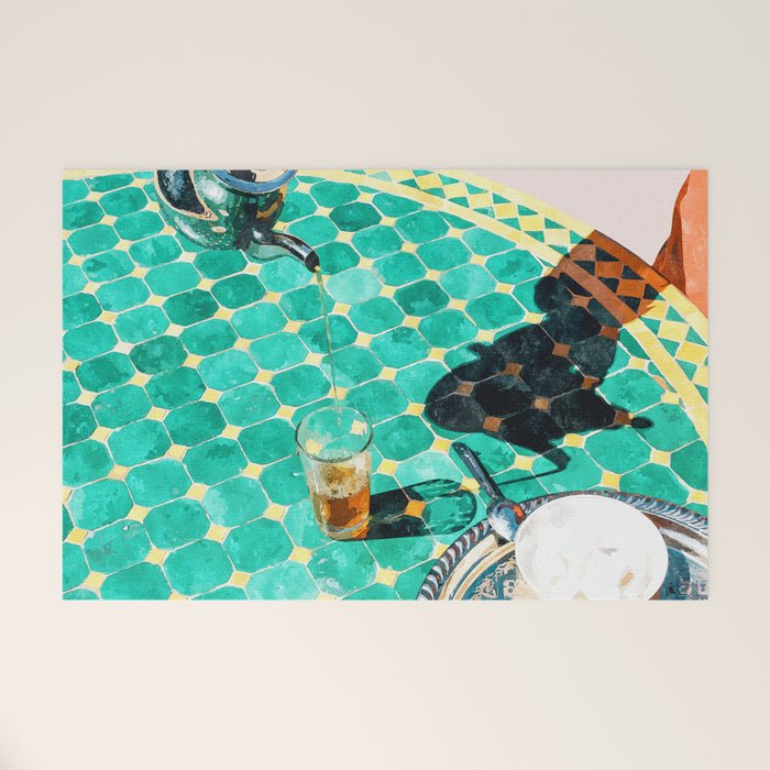 Chai, India Culture & People Painting, Exotic Travel Places Tea Bohemian Colorful Morocco Turkish Welcome Mat Gallery Image 1