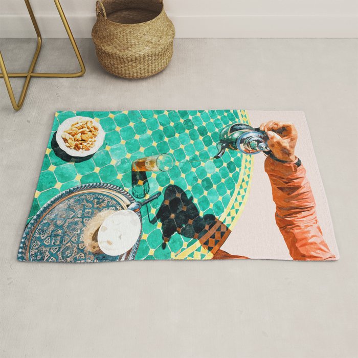 Chai, India Culture & People Painting, Exotic Travel Places Tea Bohemian Colorful Morocco Turkish Rug Gallery Image 1