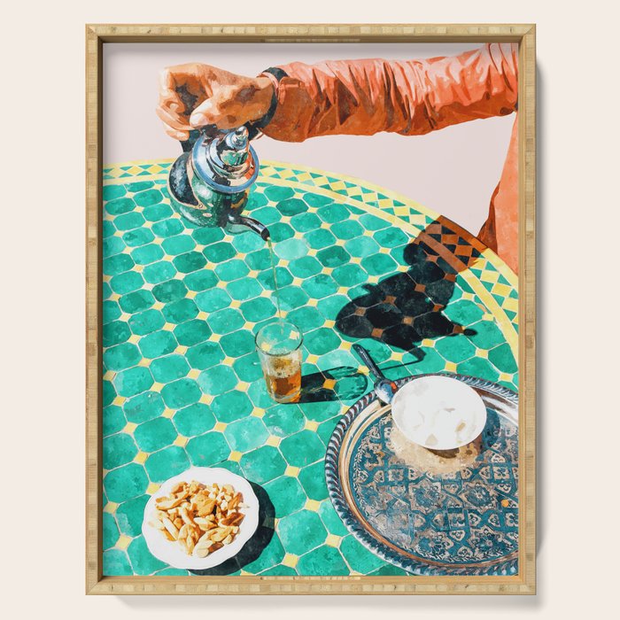 Chai, India Culture & People Painting, Exotic Travel Places Tea Bohemian Colorful Morocco Turkish Serving Tray Gallery Image 1
